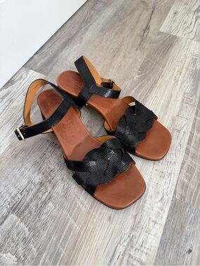Chie Mihara Black Leather Sandals